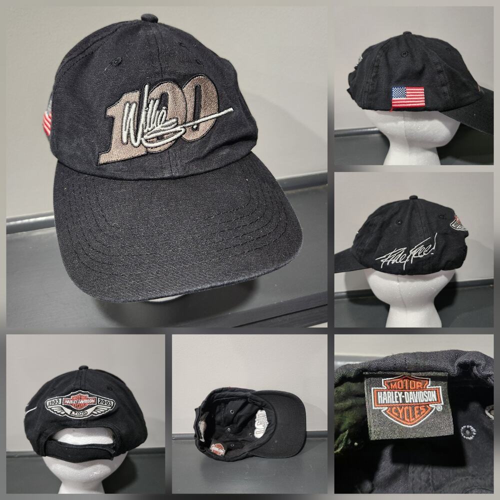 VTG Harley Davidson Motorcycles 100 Year Anniversary Willie G Strapback Hat Cap‎